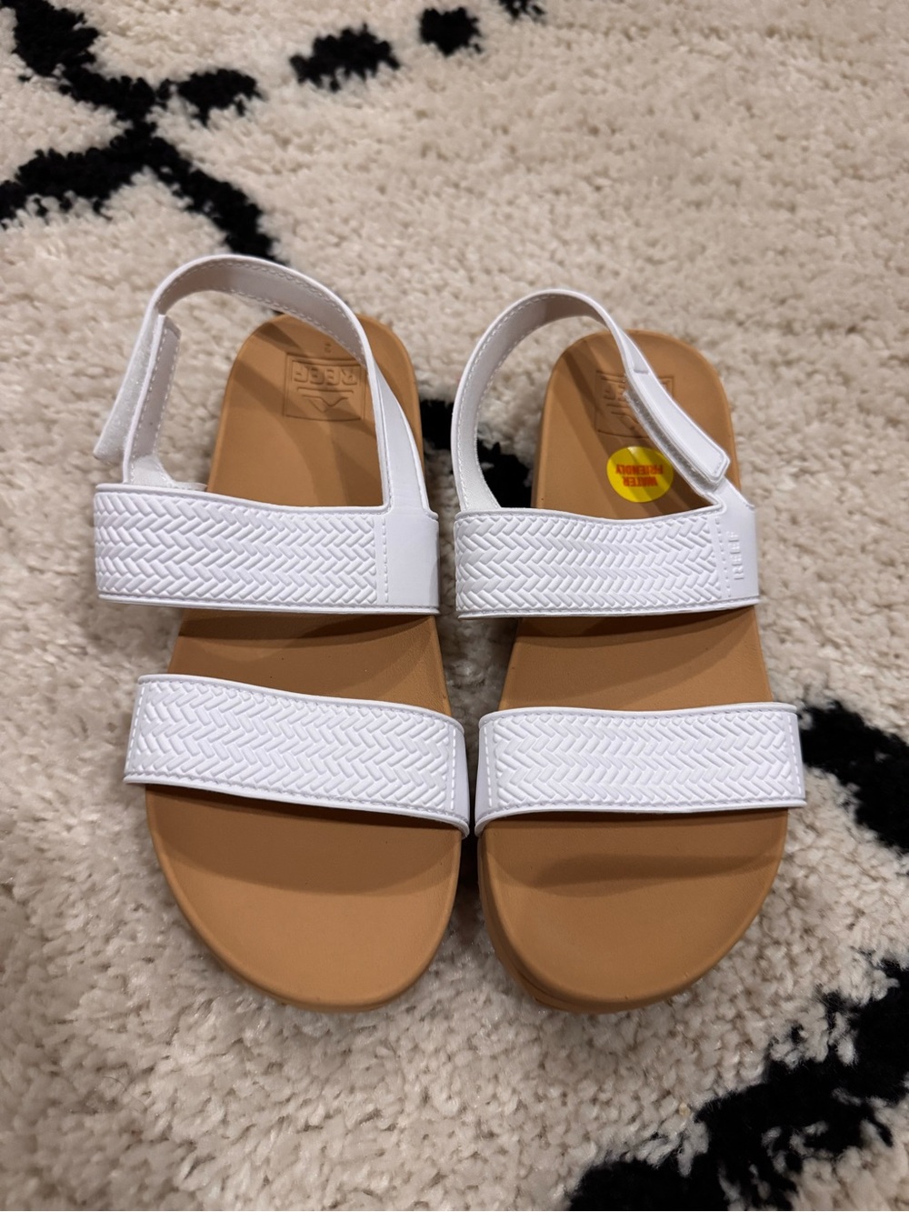 Reef Girl’s White Dual-Strap Waterproof Sandals with Tan Footbed